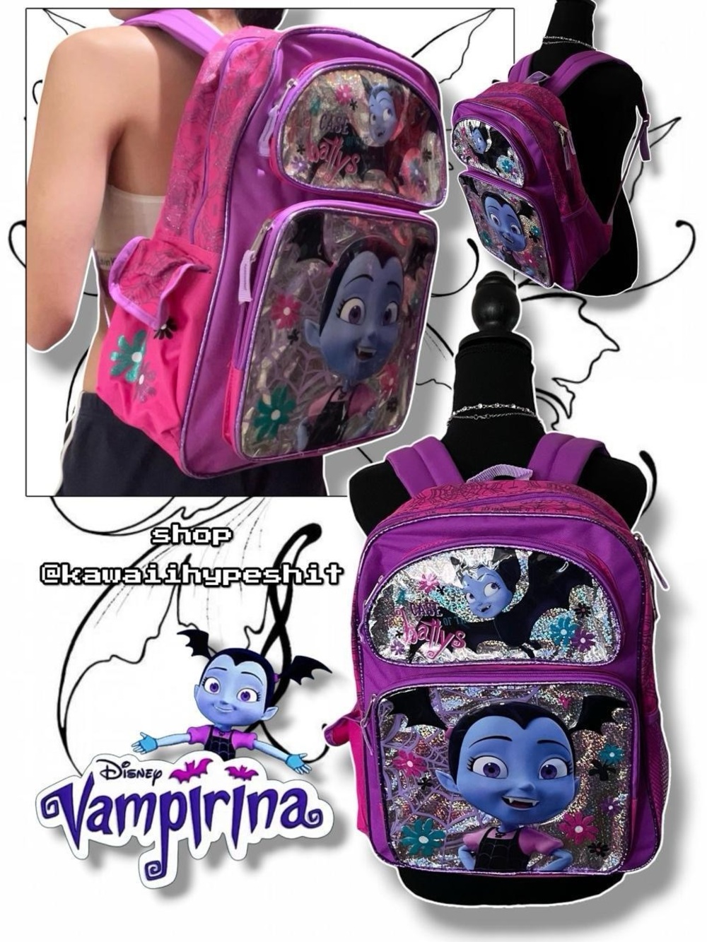 Disney Vampirina Backpack purple and pink (Senior Backpack)